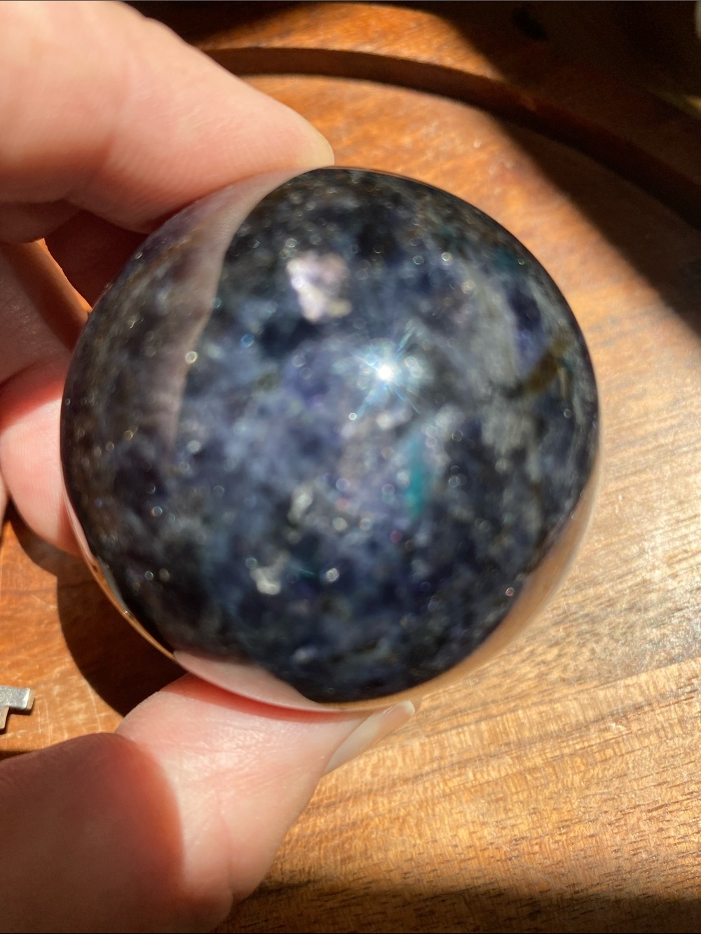 Iolite & emerald sphere just over 1 1/2”